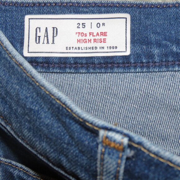 Gap 70's Flare H/R Medium Indigo Style S/703509-00 Patch Pocket Jean Sz 25/0 Reg - Picture 6 of 16